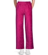Westbound Petite Size Pull-On Velour Ribbed Wide Leg Pants