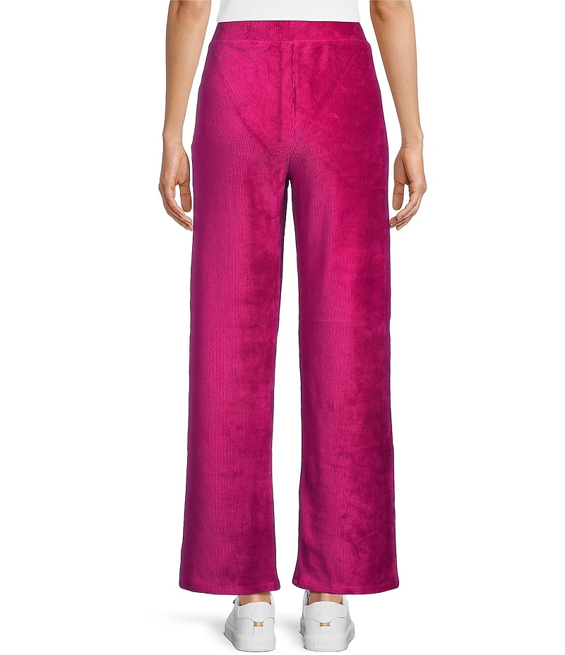 Westbound Petite Size Pull-On Velour Ribbed Wide Leg Pants