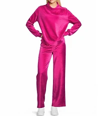 Westbound Petite Size Pull-On Velour Ribbed Wide Leg Pants