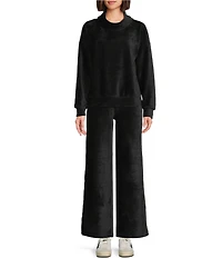 Westbound Petite Size Pull-On Velour Ribbed Wide Leg Pants