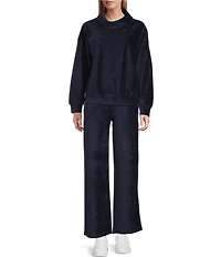 Westbound Petite Size Pull-On Velour Ribbed Wide Leg Pants