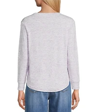 Westbound Petite Size Purple Space Dye Long Sleeve Crew Neck Pullover