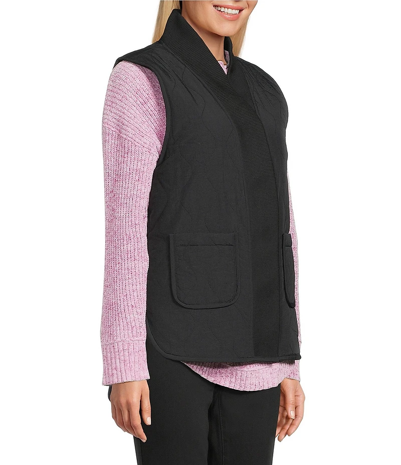 Westbound Petite Size Reversible V-Neck Open Front Vest