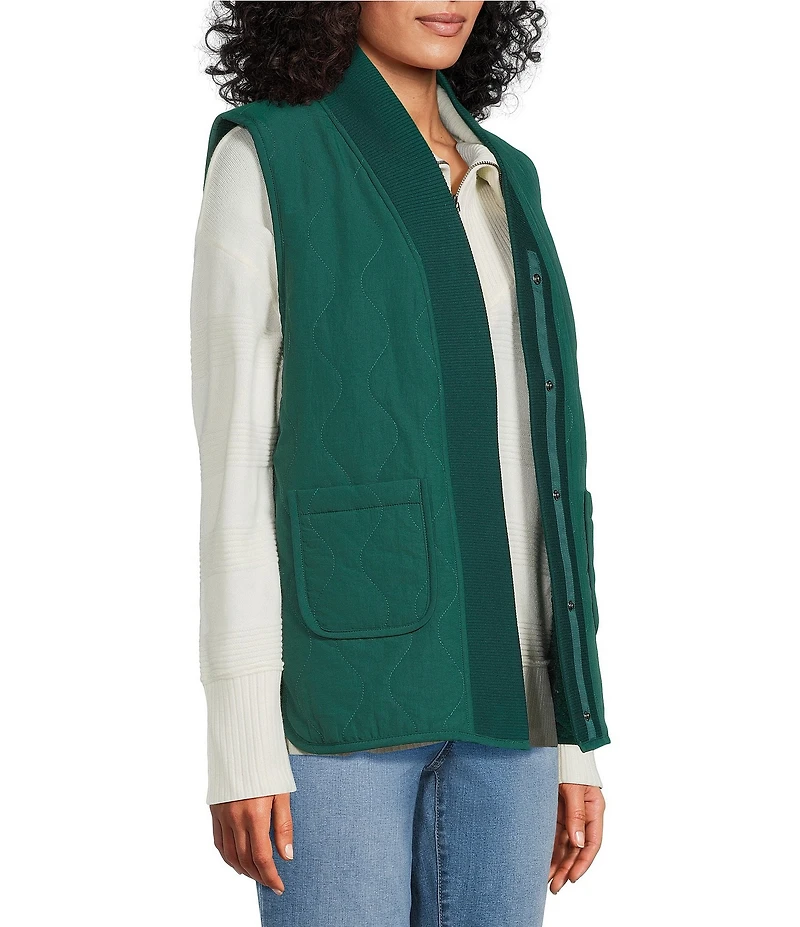 Westbound Petite Size Reversible V-Neck Open Front Vest