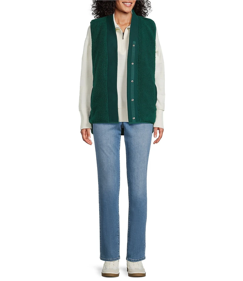 Westbound Petite Size Reversible V-Neck Open Front Vest