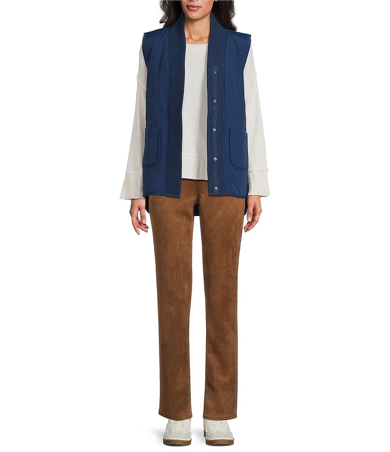 Westbound Petite Size Reversible V-Neck Open Front Vest