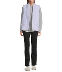 Westbound Petite Size Reversible V-Neck Open Front Vest