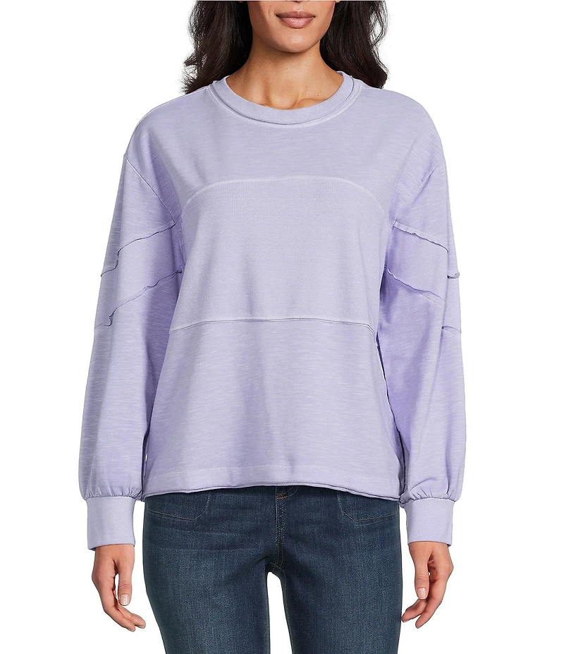 Westbound Petite Size Ribbed Long Sleeve Crewneck Top
