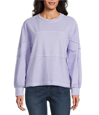Westbound Petite Size Ribbed Long Sleeve Crewneck Top