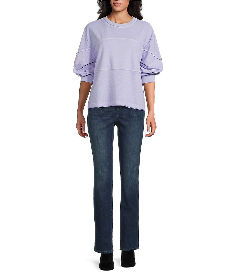 Westbound Petite Size Ribbed Long Sleeve Crewneck Top