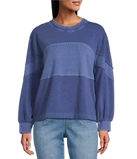 Westbound Petite Size Ribbed Long Sleeve Crewneck Top