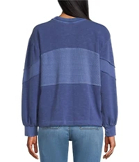 Westbound Petite Size Ribbed Long Sleeve Crewneck Top