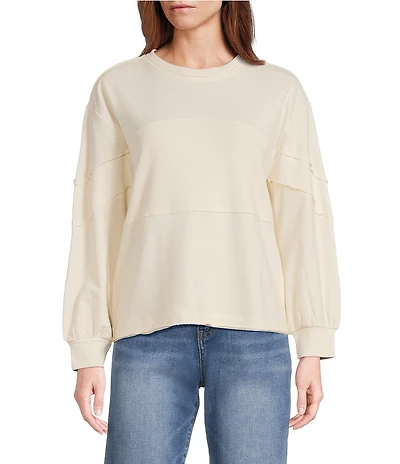 Westbound Petite Size Ribbed Long Sleeve Crewneck Top