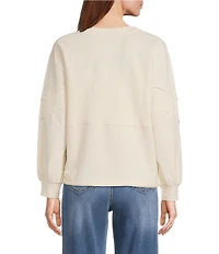 Westbound Petite Size Ribbed Long Sleeve Crewneck Top
