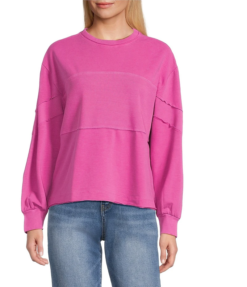 Westbound Petite Size Ribbed Long Sleeve Crewneck Top
