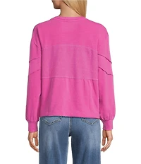 Westbound Petite Size Ribbed Long Sleeve Crewneck Top