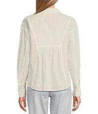 Westbound Petite Size Roll Tab 3/4 Sleeve Point Collar Henley Top