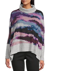 Westbound Petite Size Scenic Horizon Long Sleeve Mock Neck Knit Top