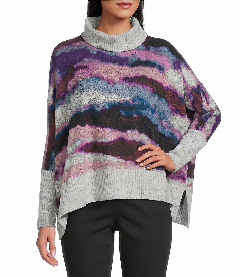 Westbound Petite Size Scenic Horizon Long Sleeve Mock Neck Knit Top