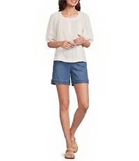 Westbound Petite Size Short Sleeve Boat Neck Top