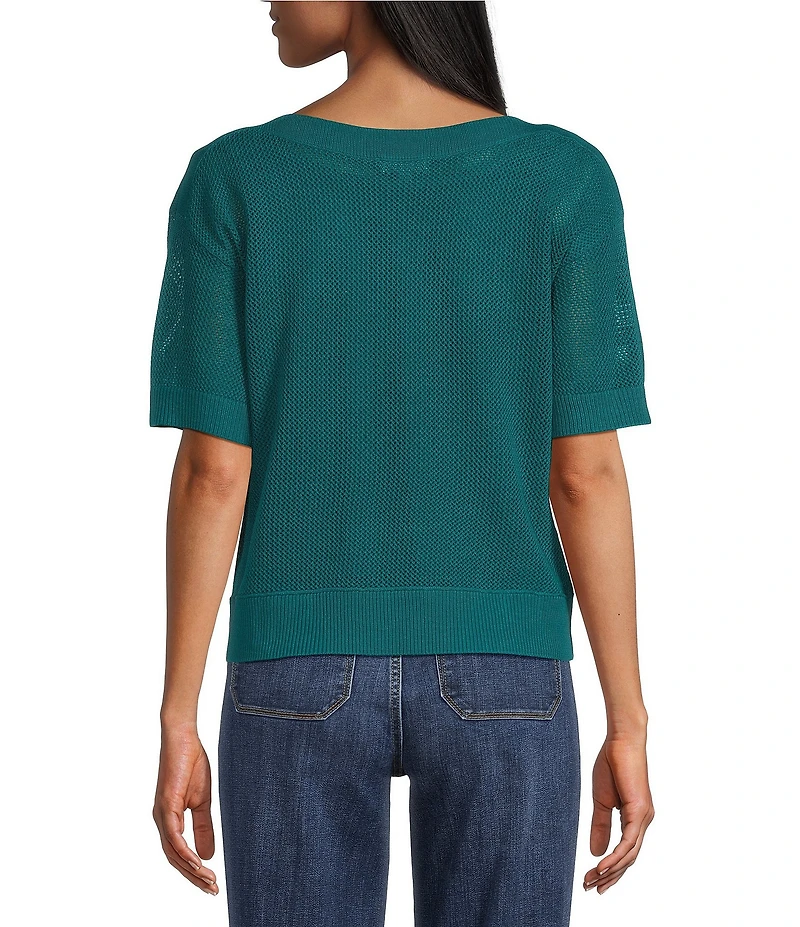 Westbound Petite Size Short Sleeve Boat Neck Top