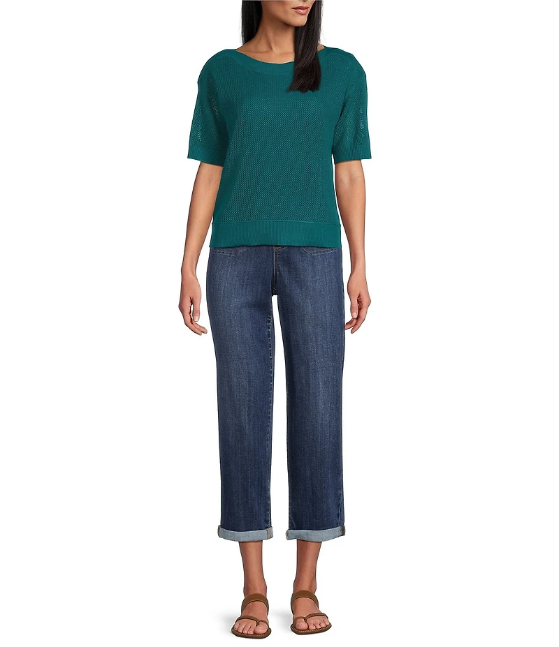 Westbound Petite Size Short Sleeve Boat Neck Top