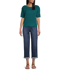 Westbound Petite Size Short Sleeve Boat Neck Top