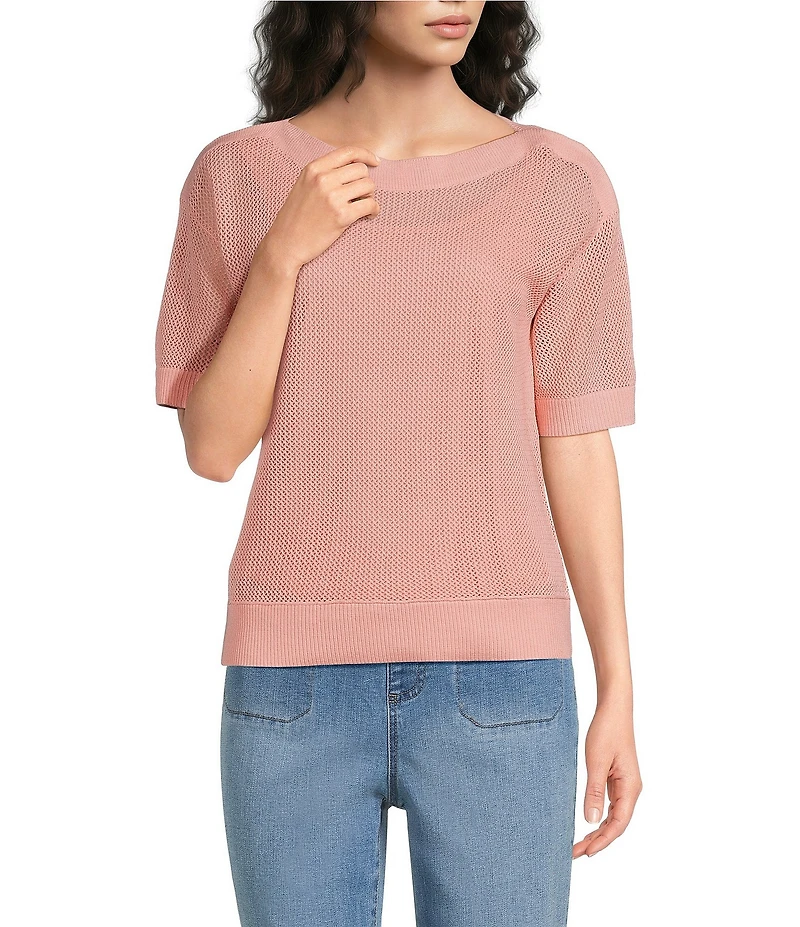 Westbound Petite Size Short Sleeve Boat Neck Top
