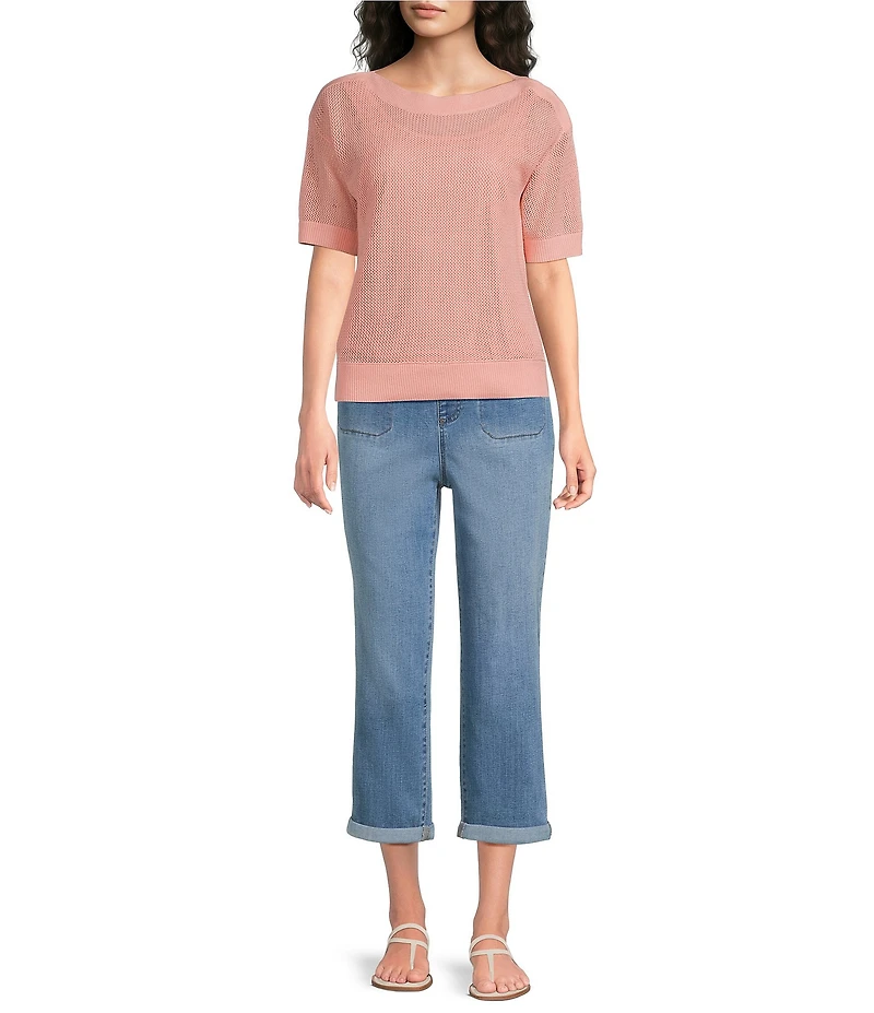 Westbound Petite Size Short Sleeve Boat Neck Top
