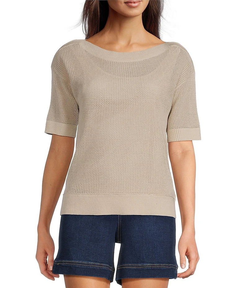 Westbound Petite Size Short Sleeve Boat Neck Top