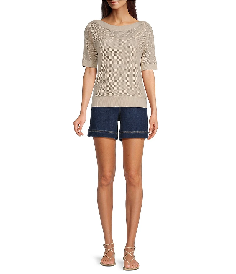 Westbound Petite Size Short Sleeve Boat Neck Top