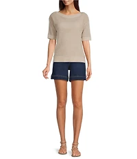 Westbound Petite Size Short Sleeve Boat Neck Top