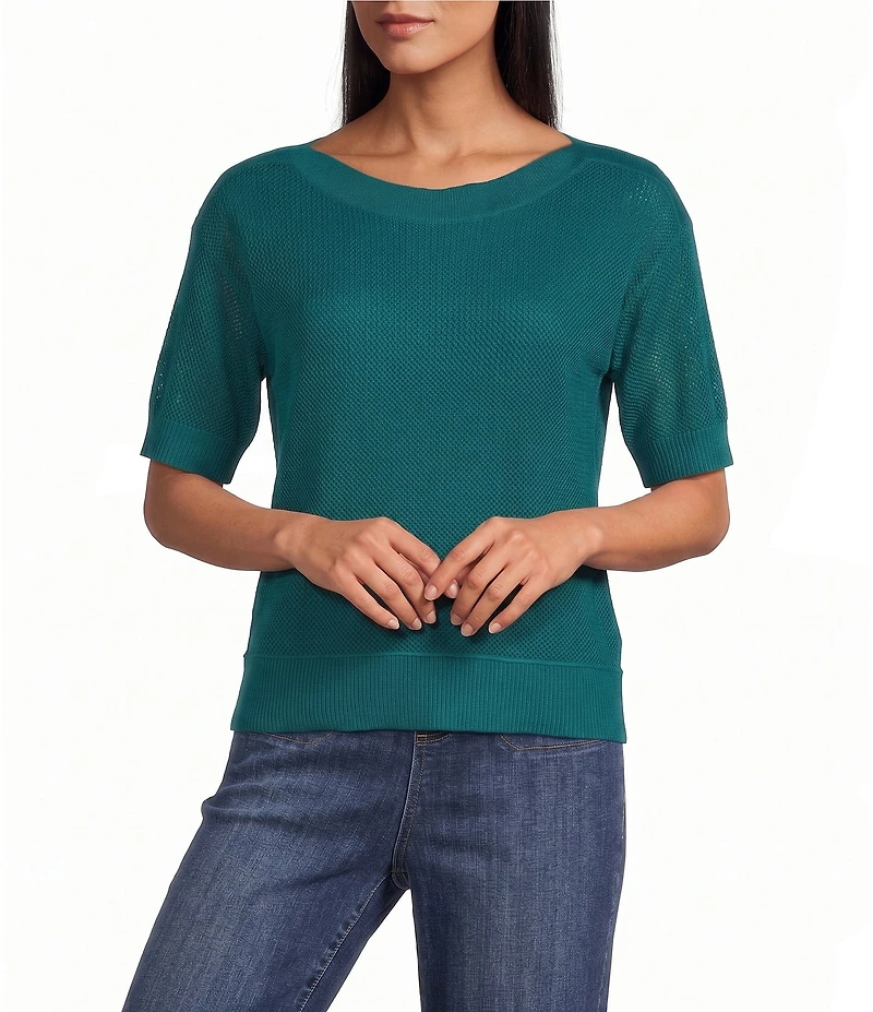 Westbound Petite Size Short Sleeve Boat Neck Top