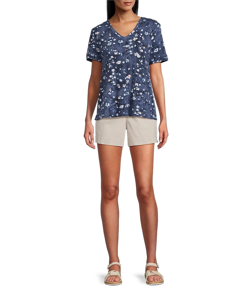 Westbound Petite Size Short Sleeve V-Neck Top