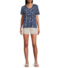 Westbound Petite Size Short Sleeve V-Neck Top