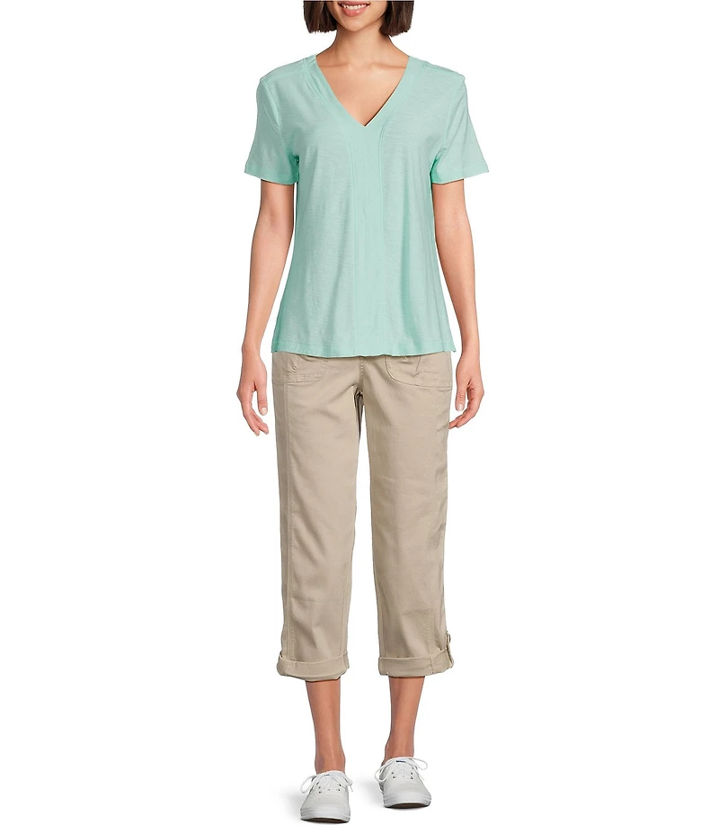 Westbound Petite Size Short Sleeve V-Neck Top