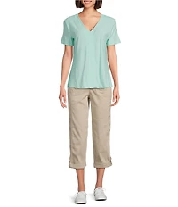 Westbound Petite Size Short Sleeve V-Neck Top