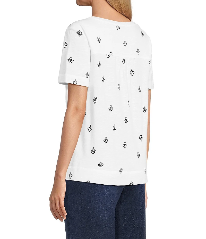 Westbound Petite Size Short Sleeve V-Neck Top