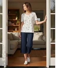 Westbound Petite Size Short Sleeve V-Neck Top