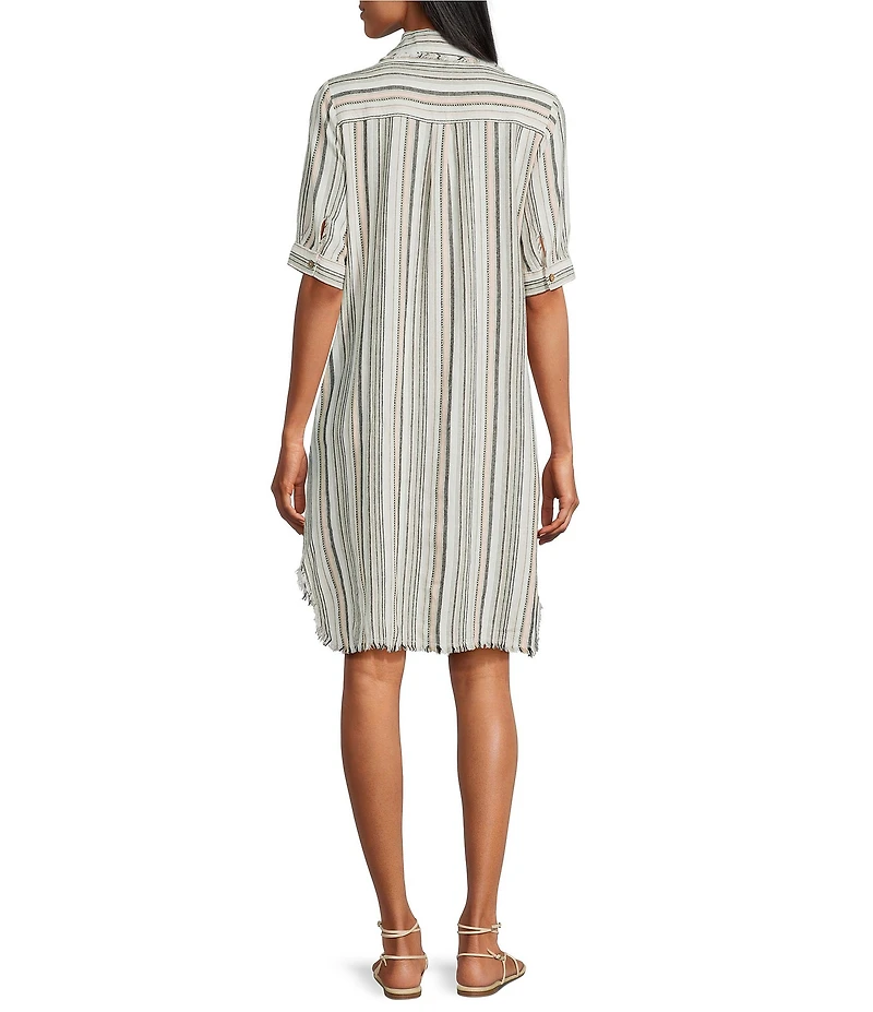 Westbound Petite Size Short Sleeve Y-Neck Shirt Dress