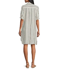 Westbound Petite Size Short Sleeve Y-Neck Shirt Dress