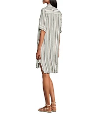 Westbound Petite Size Short Sleeve Y-Neck Shirt Dress