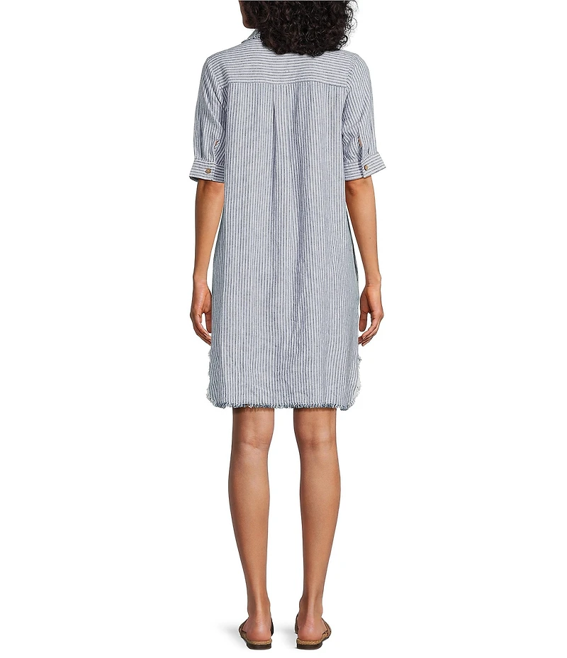 Westbound Petite Size Short Sleeve Y-Neck Shirt Dress