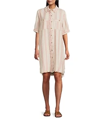 Westbound Petite Size Short Sleeve Y-Neck Shirt Dress