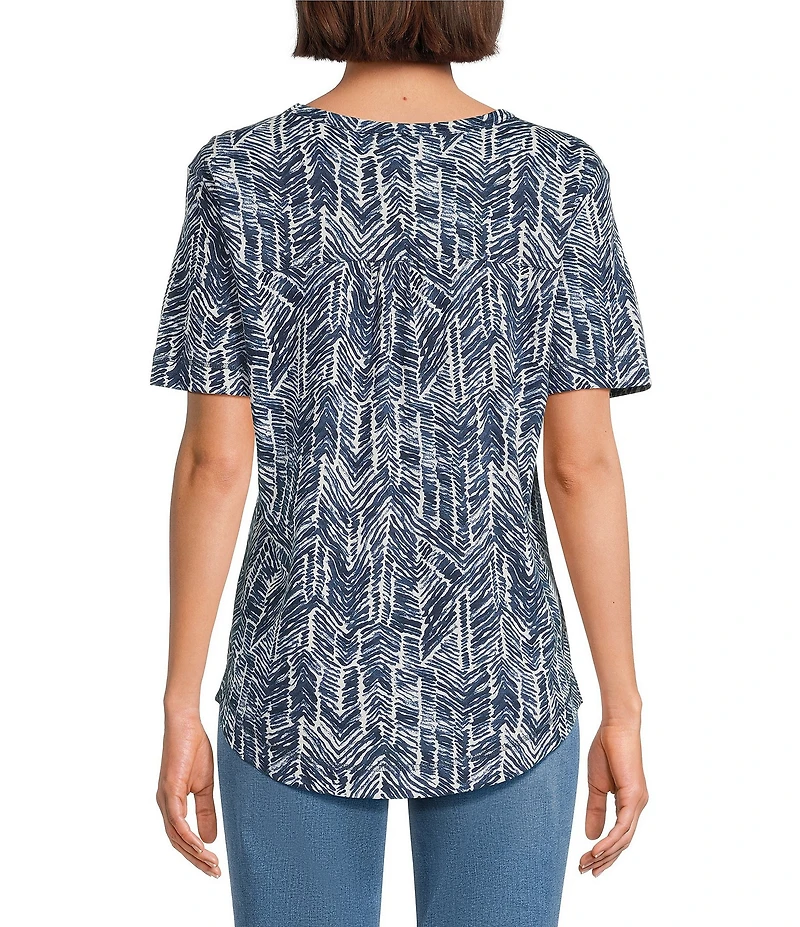 Westbound Petite Size Slub Knit Short Sleeve Crew Neck Stitched Raw Hem Top