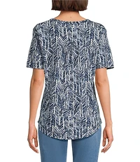 Westbound Petite Size Slub Knit Short Sleeve Crew Neck Stitched Raw Hem Top