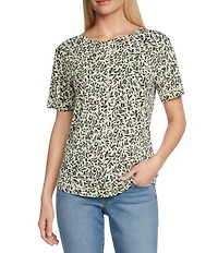 Westbound Petite Size Slub Knit Short Sleeve Crew Neck Top