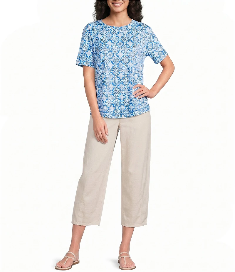 Westbound Petite Size Slub Knit Short Sleeve Crew Neck Top