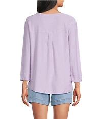 Westbound Petite Size Solid 3/4 Sleeve Knit Crew Neck Top