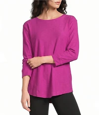 Westbound Petite Size Solid 3/4 Sleeve Knit Crew Neck Top